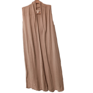 Saint‎ Tropez West Sand 100% Linen Breezy Open Front Long Vest/Duster/Cover-up M